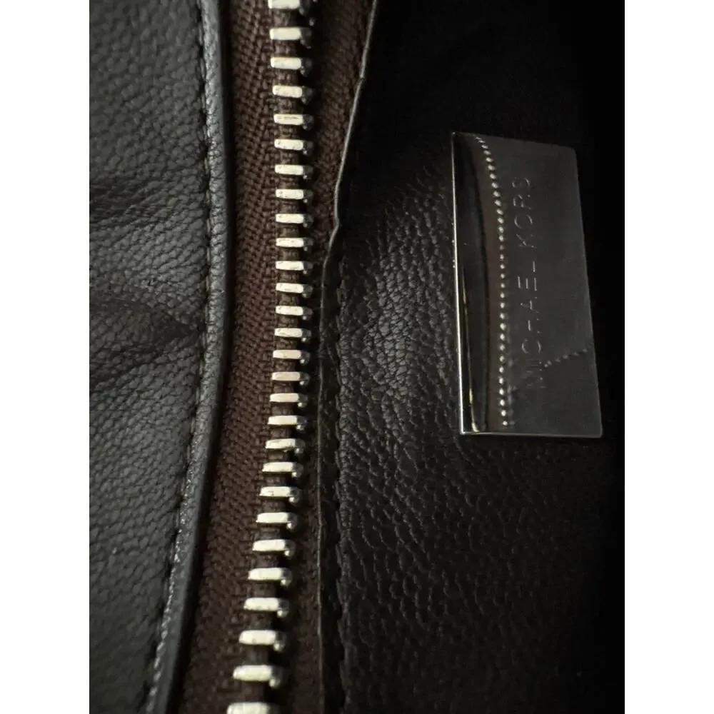 Michael Kors Brown Pebbled Leather Satchel Silver Hardware